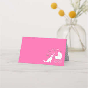 Golden Retriever Dog Baby Shower Pink Girl Place Card