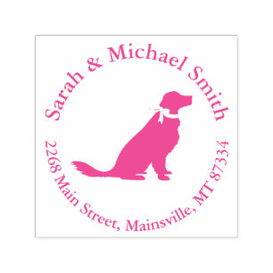 Golden Retriever Dog Baby Shower Pink Self-inking Stamp
