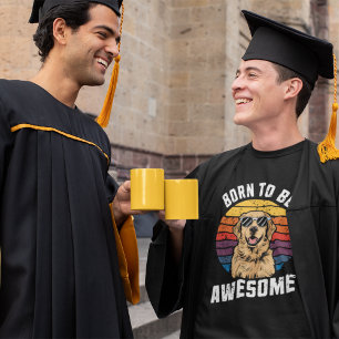 Golden Retriever Dog Born To Awesome Retro Sunset  T-Shirt