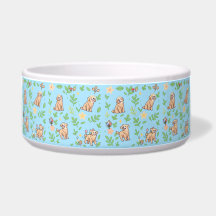 Golden Retriever Dog Bowl Spring Floral Pastel Pet