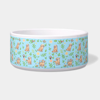 Golden Retriever Dog Bowl Spring Floral Pastel Pet