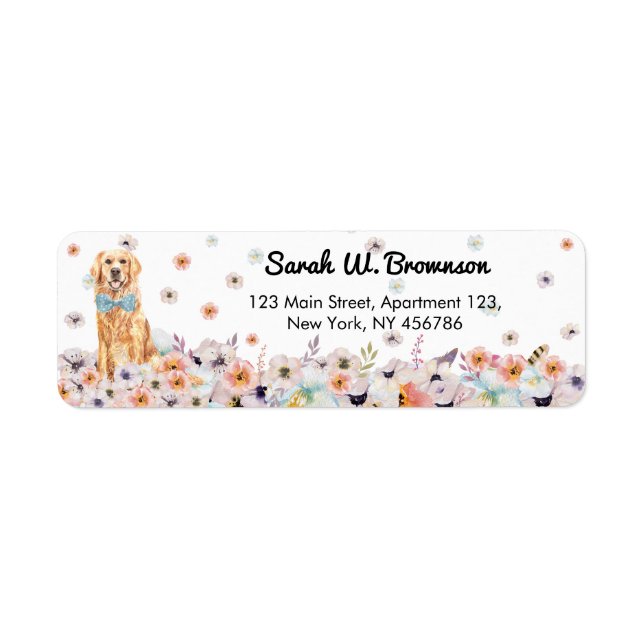 Golden Retriever Dog bowtie and Spring Flowers (Front)