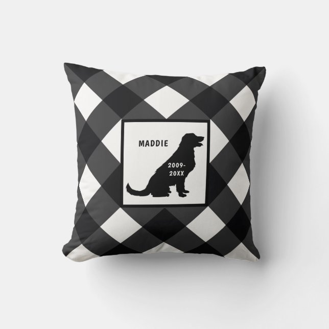 Golden Retriever Dog Breed Buffalo Check Memorial Throw Pillow (Front)