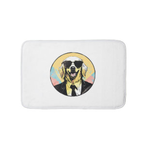 Golden Retriever Dog Businessman   Bath Mat