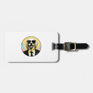Golden Retriever Dog Businessman   Luggage Tag