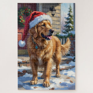 Golden Retriever Dog Carrying Christmas Angel Jigsaw Puzzle