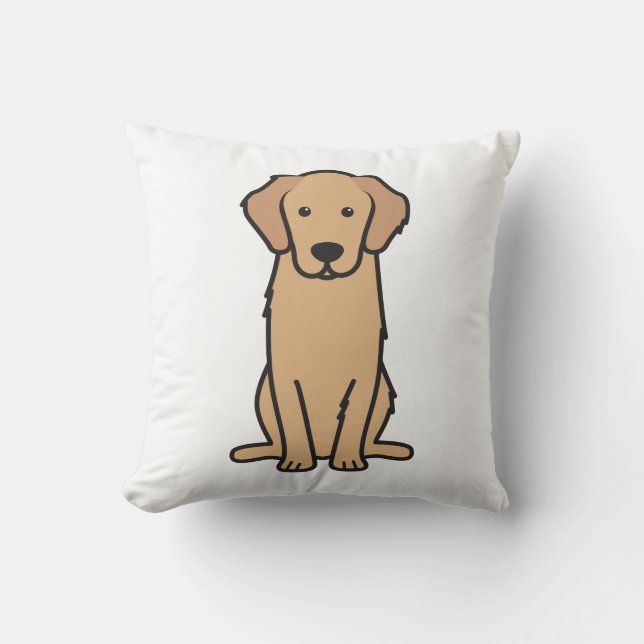 Golden Retriever Dog Cartoon Throw Pillow (Front)