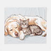 Golden Retriever Dog Cat Fleece Blanket Love 