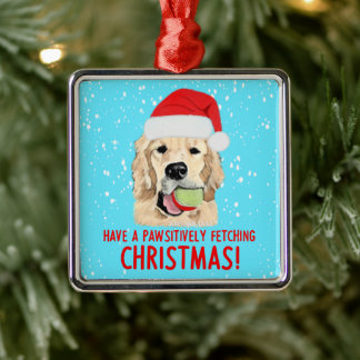 Golden Retriever Dog Ceramic Christmas Ornament, Metal Ornament