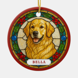 Golden Retriever Dog Ceramic Circle Ornament
