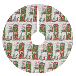 Golden Retriever Dog Christmas  Brushed Polyester Tree Skirt