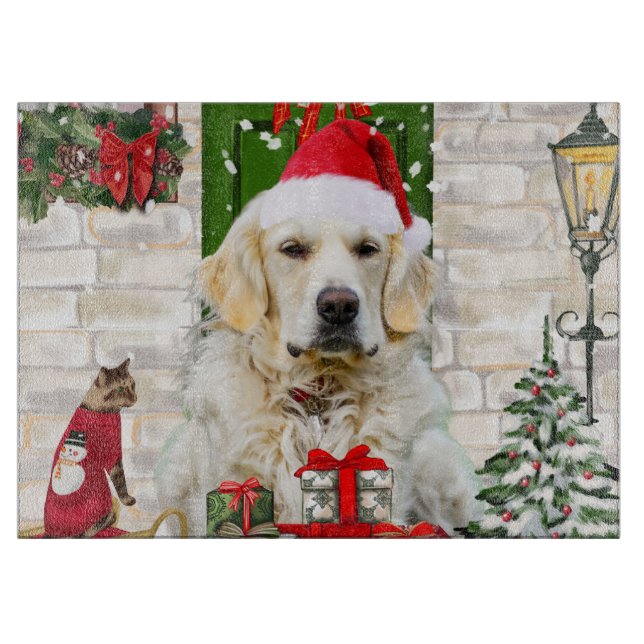Golden Retriever Dog Christmas  Cutting Board (Front)