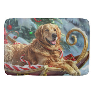 Golden Retriever Dog Christmas Festive Bath Mat