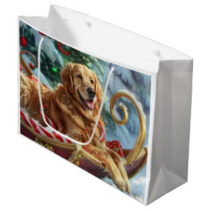 Golden Retriever Dog Christmas Festive Large Gift Bag