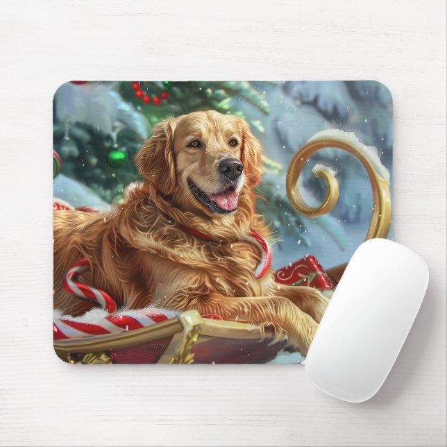 Golden Retriever Dog Christmas Festive  Mouse Pad (With Mouse)