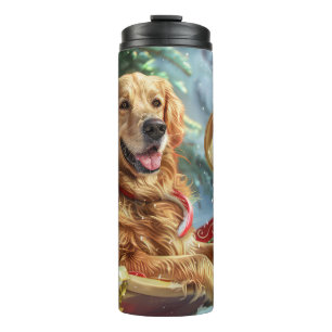 Golden Retriever Dog Christmas Festive Thermal Tumbler