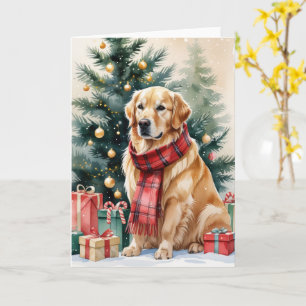 Golden Retriever Dog Christmas Greeting Card