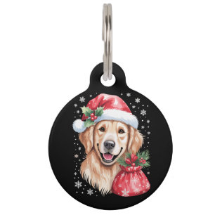 Golden Retriever Dog Christmas Light Holiday Party Pet Tag