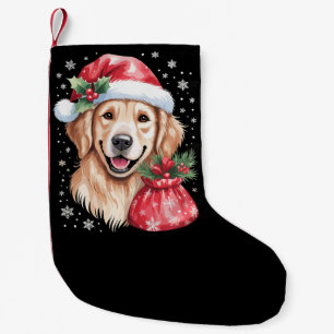 Golden Retriever Dog Christmas Light Holiday Party Small Christmas Stocking