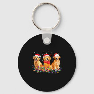 Golden Retriever Dog Christmas Lights Cute Matchin Keychain