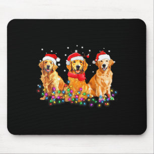 Golden Retriever Dog Christmas Lights Cute Matchin Mouse Pad
