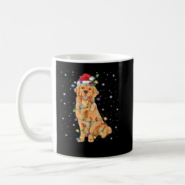 Golden Retriever Dog Christmas Lights Santa Hat Do Coffee Mug (Left)
