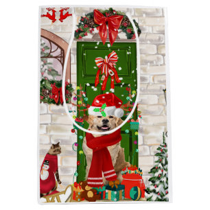 Golden Retriever Dog Christmas Medium Gift Bag