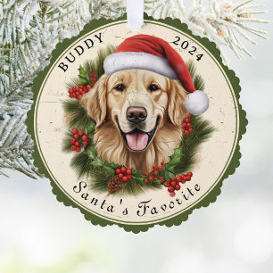 Golden Retriever Dog Christmas Ornament Card