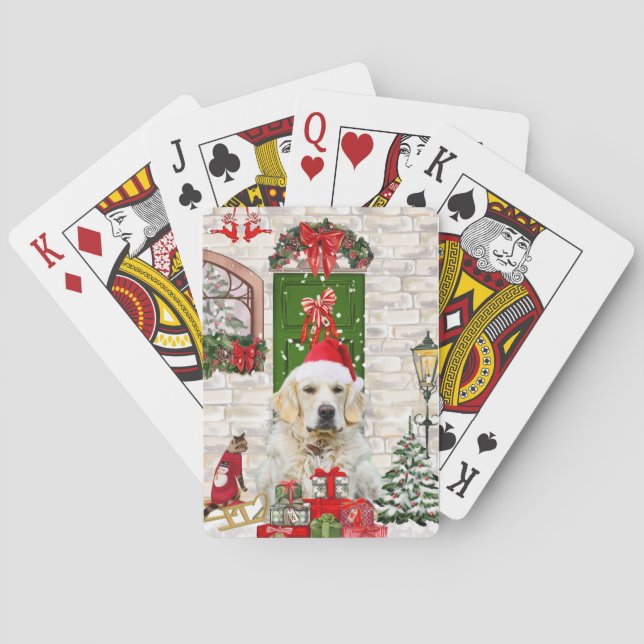 Golden Retriever Dog Christmas  Playing Cards (Back)