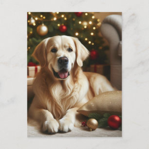 Golden Retriever Dog  Christmas  Postcard
