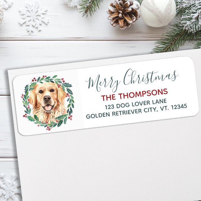 Golden Retriever Dog Christmas Return Address (Creator Uploaded)