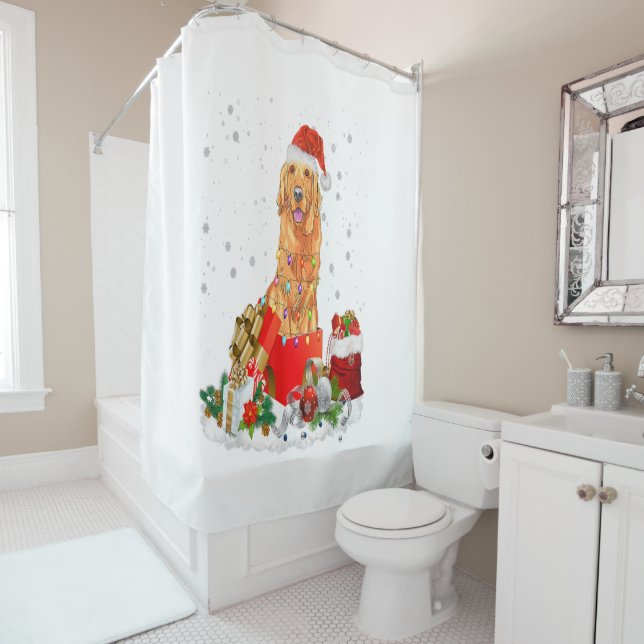 Golden Retriever Dog Christmas Santa Hat Tree Dog (In Situ)