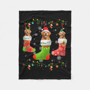 Golden Retriever Dog Christmas Socks Lights Puppy Fleece Blanket