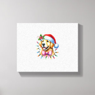 Golden Retriever Dog Coquette Bow Christmas Matchi Canvas Print