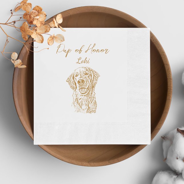 Golden Retriever Dog Custom Hand Drawing Wedding Napkin (Creator Uploaded)