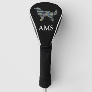 Golden Retriever Dog Cute Silhouette Y&B Grid Golf Head Cover