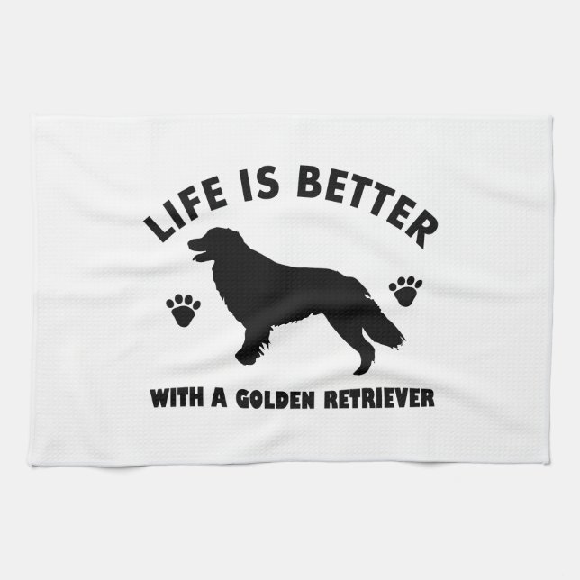 golden-retriever dog design kitchen towel (Horizontal)