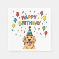 Golden Retriever Dog Doodle Happy Birthday