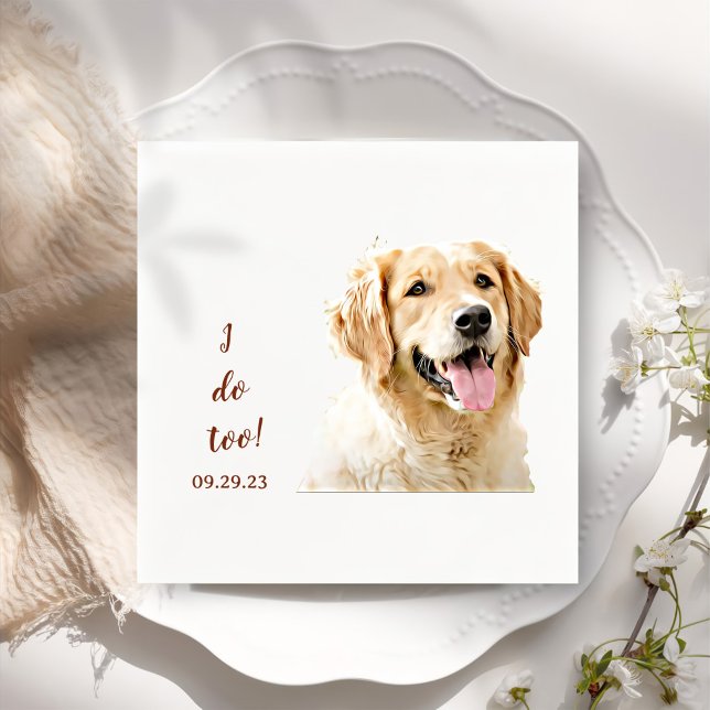 Golden Retriever Dog Drawing Personalized I Do Too Napkin (Creator Uploaded)