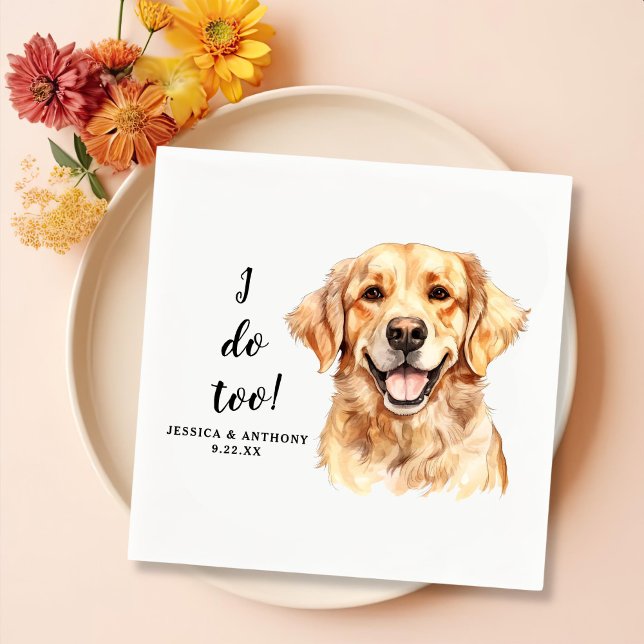 Golden Retriever Dog Drawing Personalized I Do Too Napkin (Creator Uploaded)