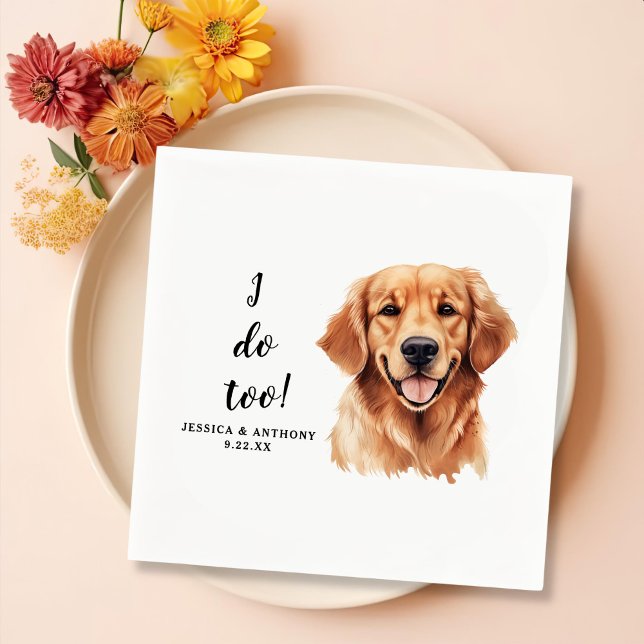 Golden Retriever Dog Drawing Personalized I Do Too Napkin (Creator Uploaded)