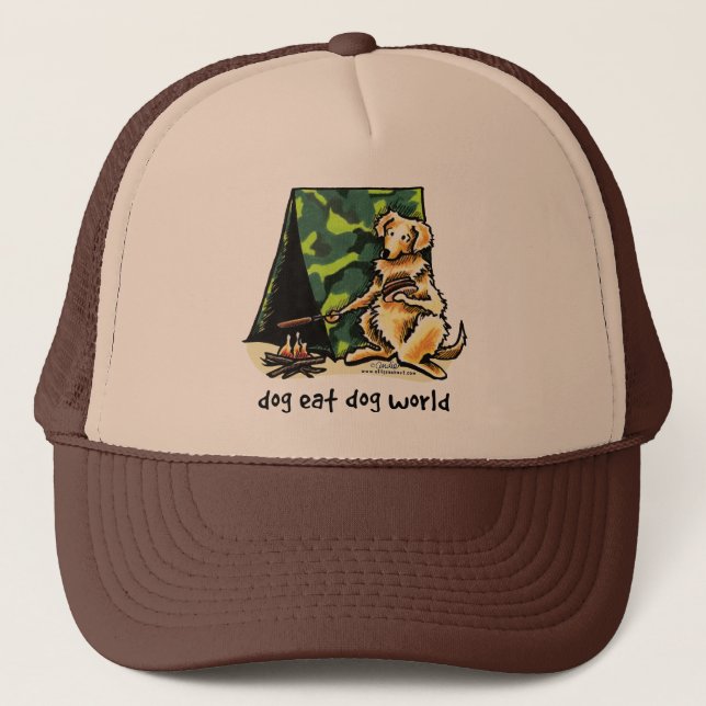 Golden Retriever Dog Eat Dog Trucker Hat (Front)