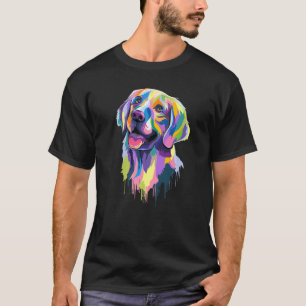 Golden Retriever Dog Face Watercolor Colorful Pop T-Shirt