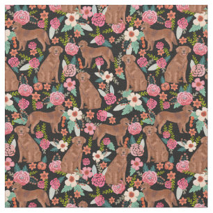 golden retriever dog florals black fabric