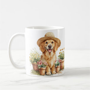 Golden Retriever Dog Gardening Flower Pots Coffee Mug