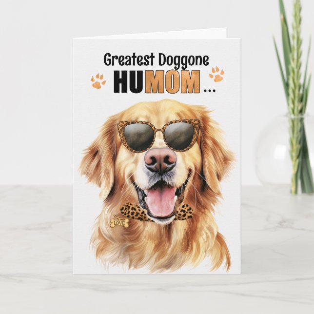 Golden Retriever Dog Greatest HuMOM Mother's Day Holiday Card (Front)