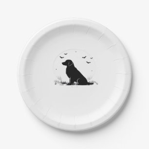 Golden Retriever Dog � Halloween Moon Silhouette O Paper Plate