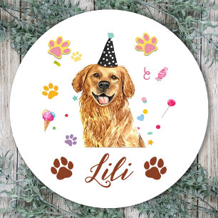 Golden Retriever Dog Hand Drawing Personalized Classic Round Sticker