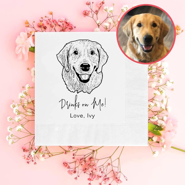Golden Retriever Dog Hand Drawing Personalized Napkin (Creator Uploaded)