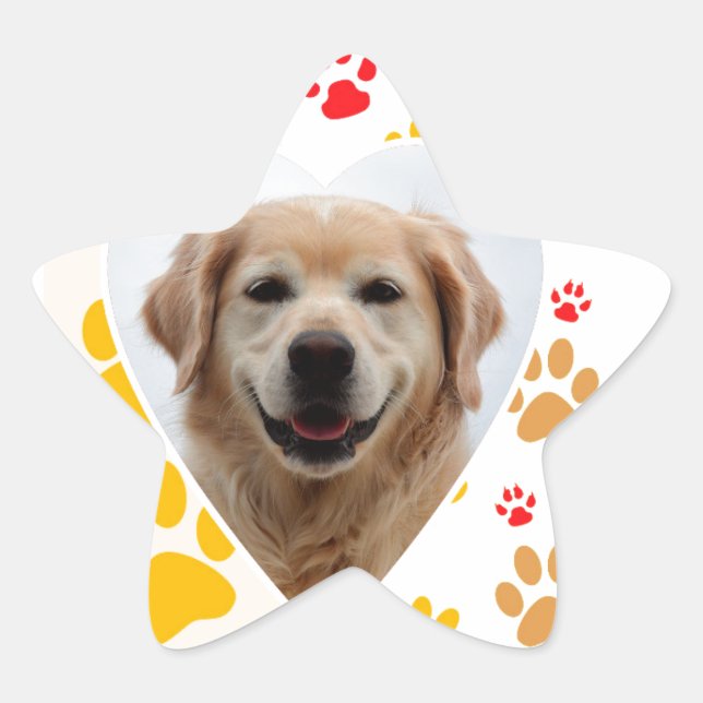 Golden Retriever Dog Hearts Paws Print Star Sticker (Front)